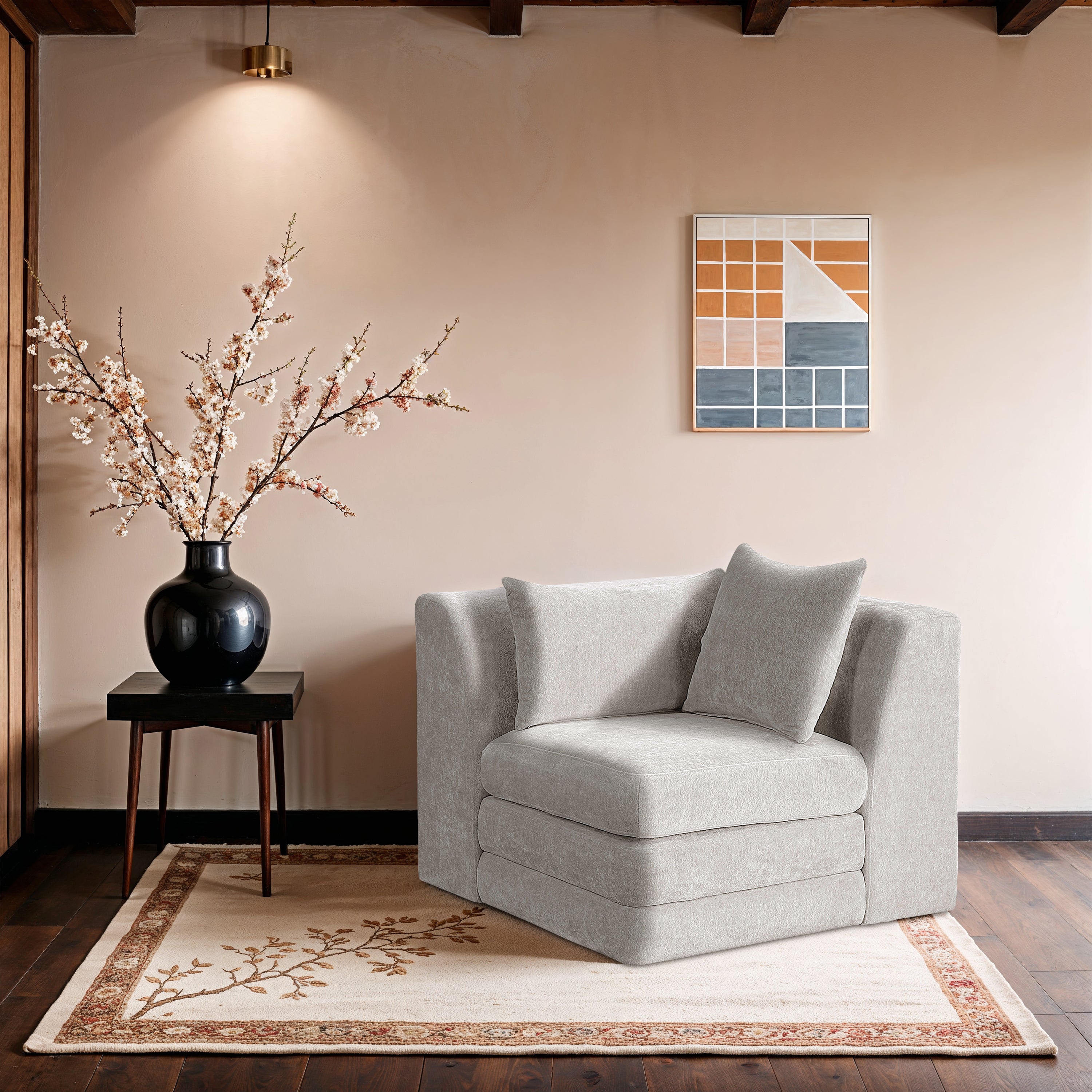 Stellar Chenille Fabric Upholstered Modular Accent Chair