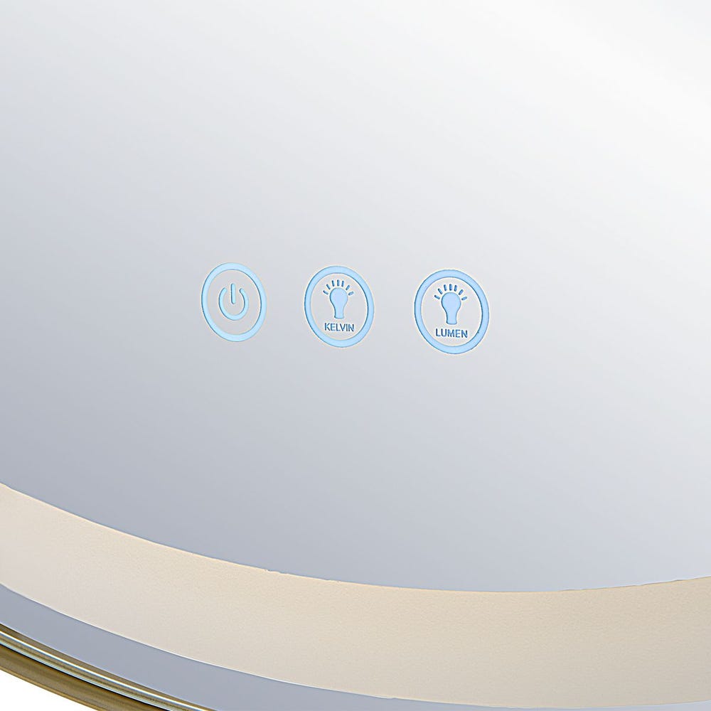 Crofton Lighted Round Mirror, Brass