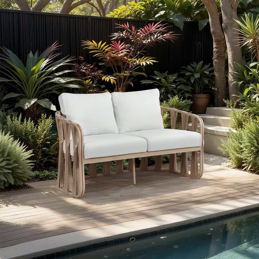 San Pietro Resilient Waterproof Fabric Upholstered Outdoor Patio Loveseat