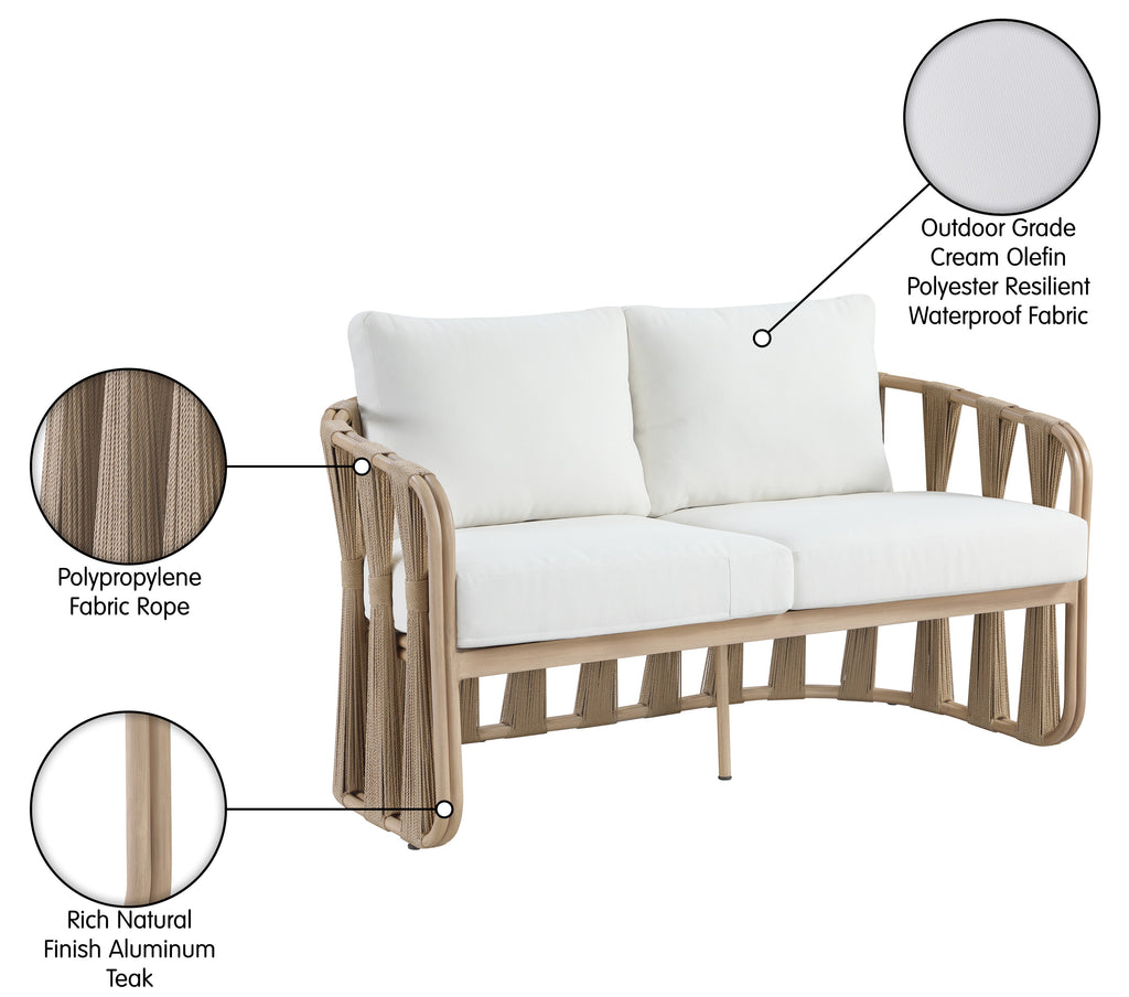 San Pietro Resilient Waterproof Fabric Upholstered Outdoor Patio Loveseat