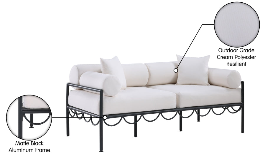 Portofino Resilient Water Repellent Fabric Upholstered Outdoor Patio Loveseat