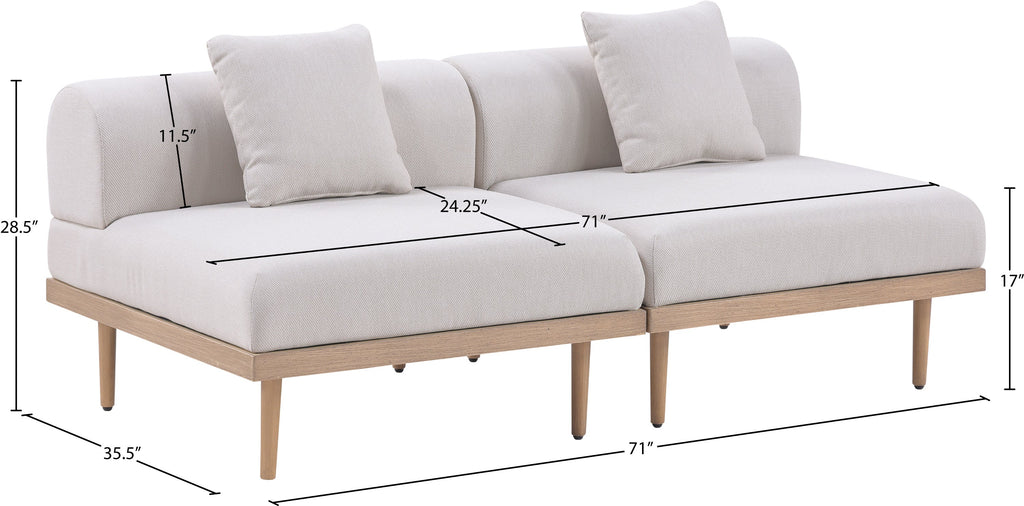 Laguna Resilient Water Resistant Fabric Upholstered Outdoor Patio 2pc. Modular Loveseat