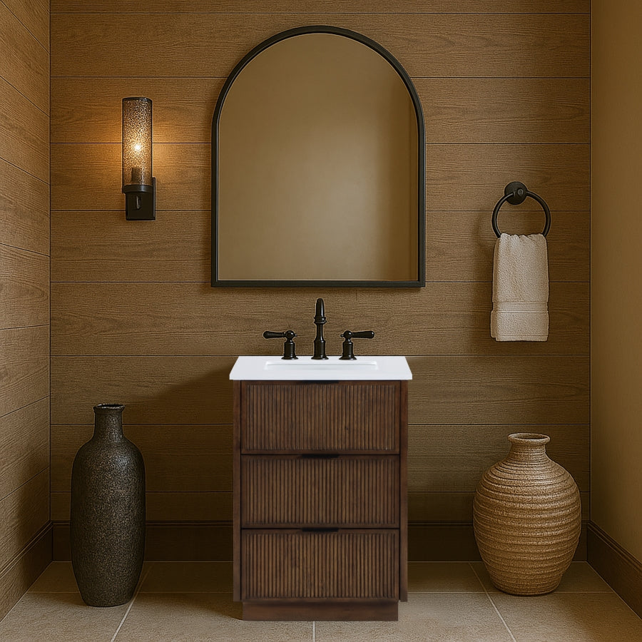 Willard White Engineered Stone And Solid Wood Bathroom Vanity