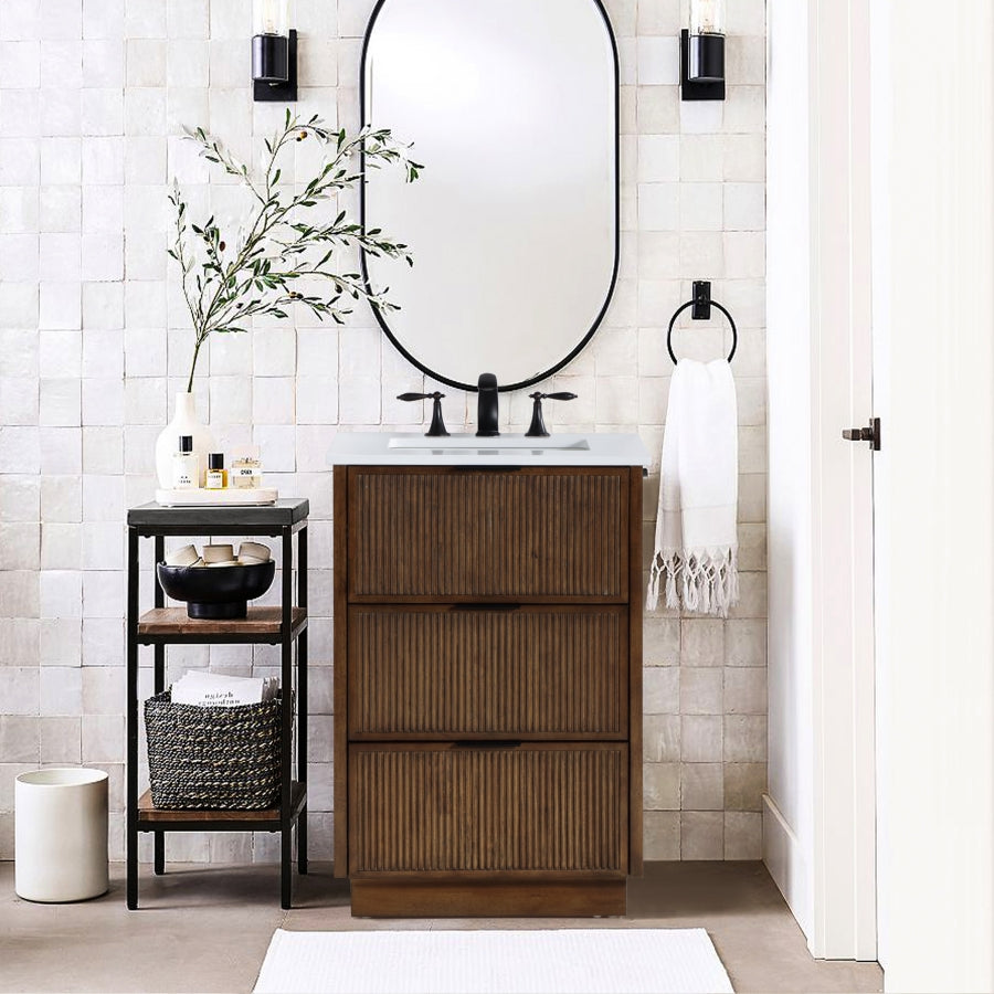 Willard White Engineered Stone And Solid Wood Bathroom Vanity