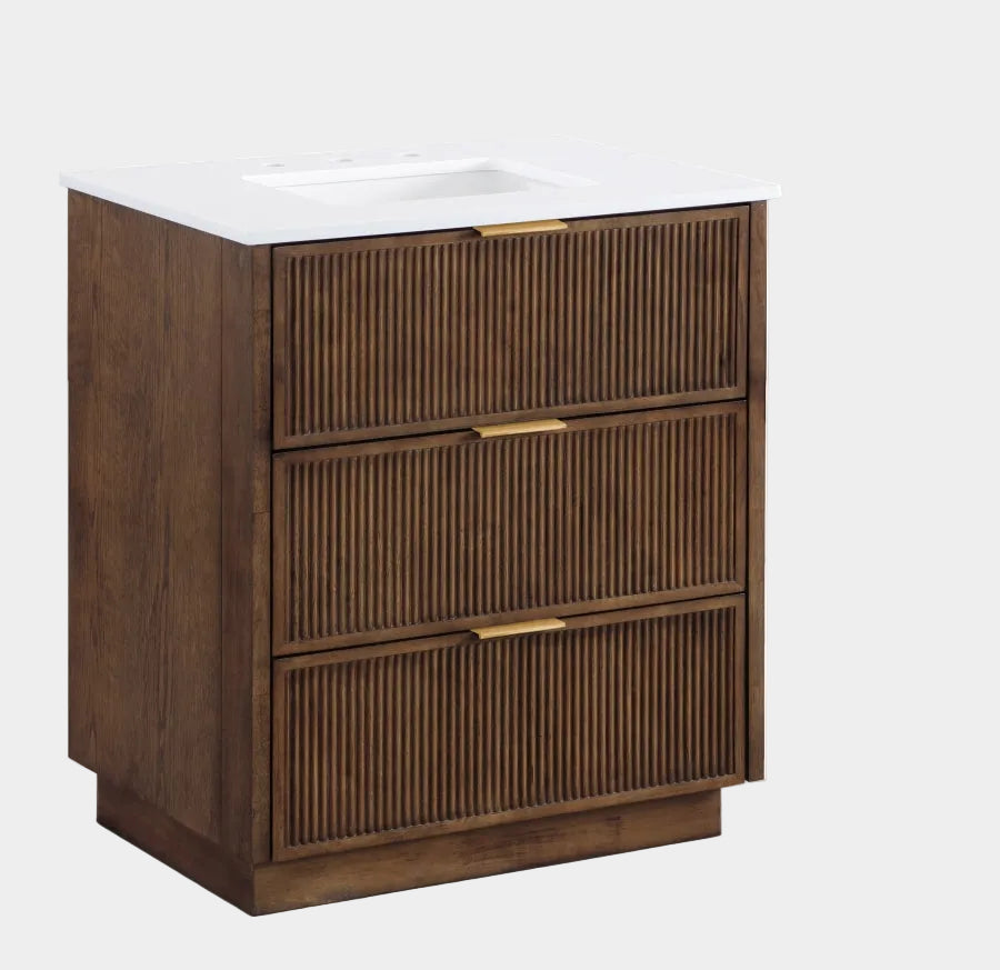 Willard White Engineered Stone And Solid Wood Bathroom Vanity