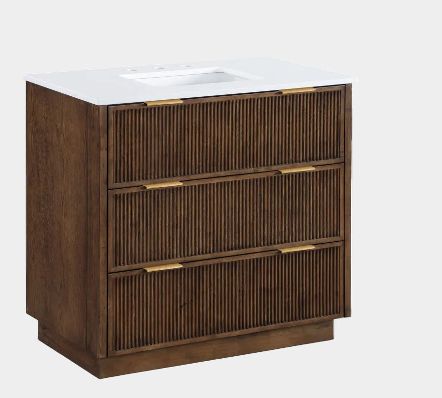 Willard White Engineered Stone And Solid Wood Bathroom Vanity