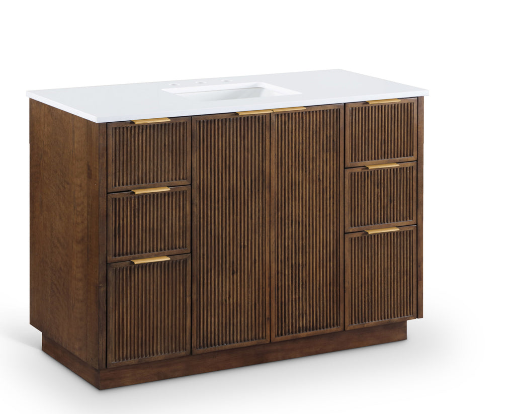 Willard 48" White Engineered Stone And Solid Wood Bathroom Vanity