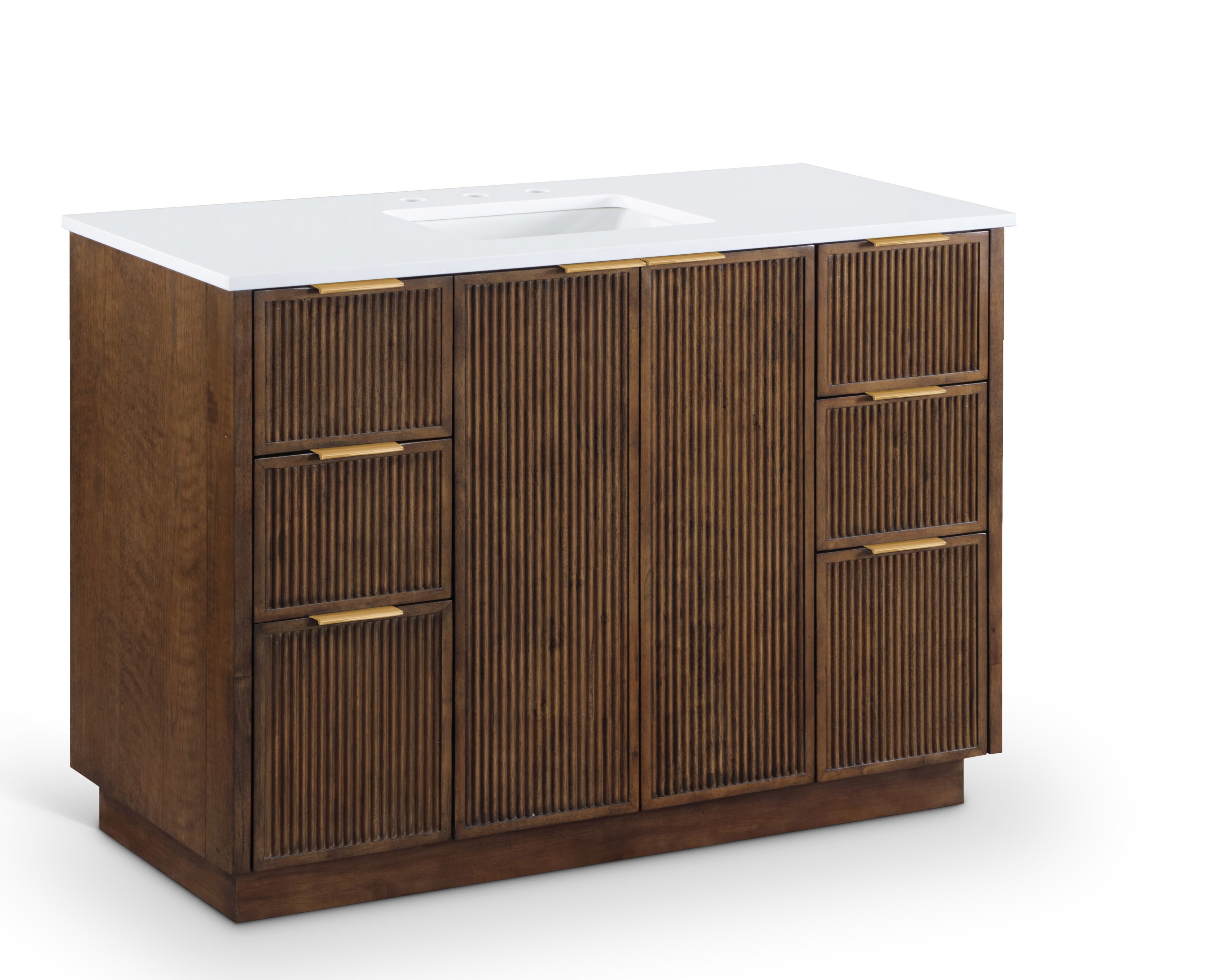 Willard 48" White Engineered Stone And Solid Wood Bathroom Vanity