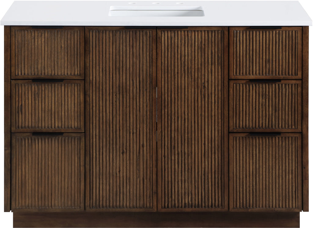Willard 48" White Engineered Stone And Solid Wood Bathroom Vanity