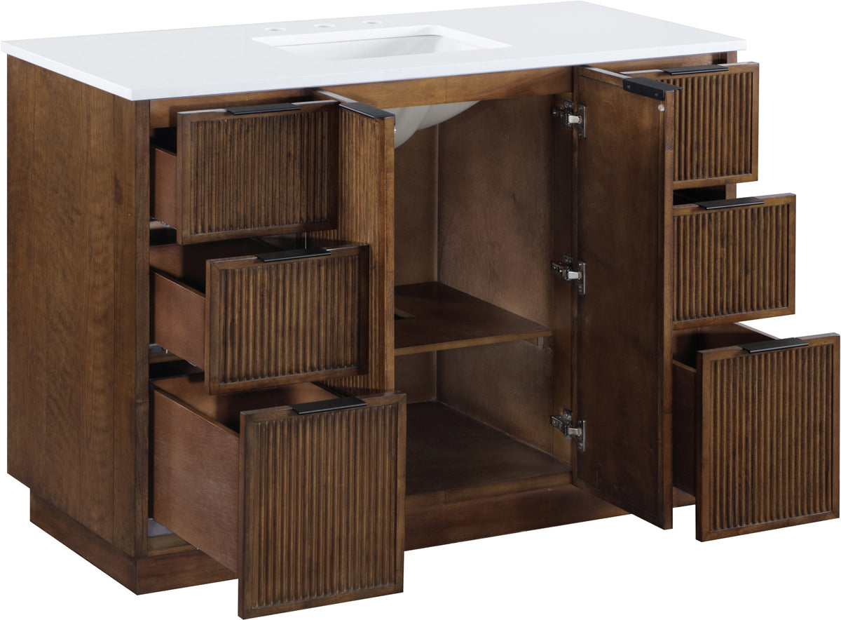Willard 48" White Engineered Stone And Solid Wood Bathroom Vanity