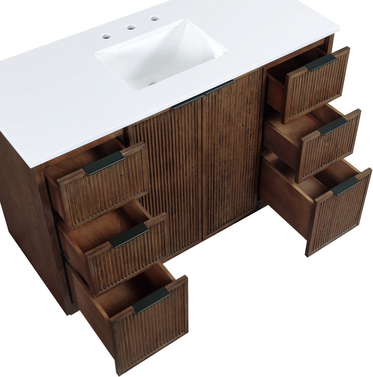 Willard 48" White Engineered Stone And Solid Wood Bathroom Vanity