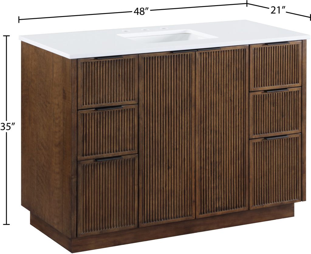 Willard 48" White Engineered Stone And Solid Wood Bathroom Vanity