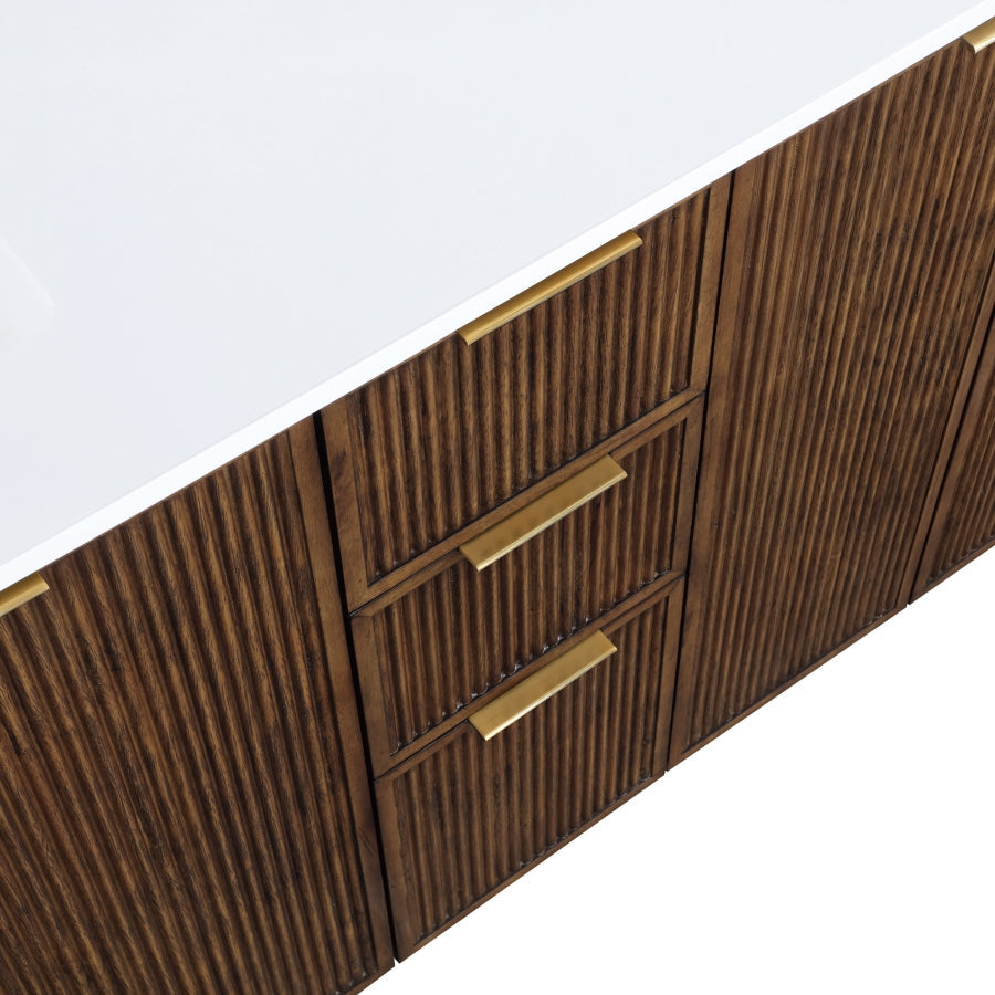 Willard 60" White Engineered Stone And Solid Wood Bathroom Vanity