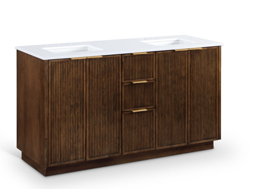 Willard 60" White Engineered Stone And Solid Wood Bathroom Vanity