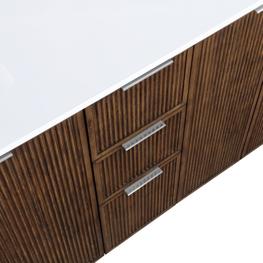 Willard 60" White Engineered Stone And Solid Wood Bathroom Vanity