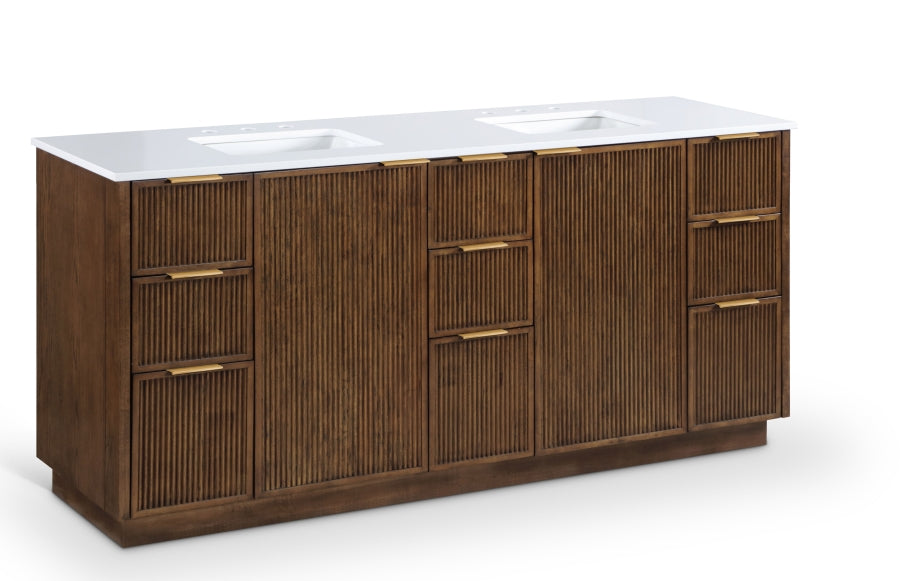 Willard 72" White Engineered Stone And Solid Wood Bathroom Vanity
