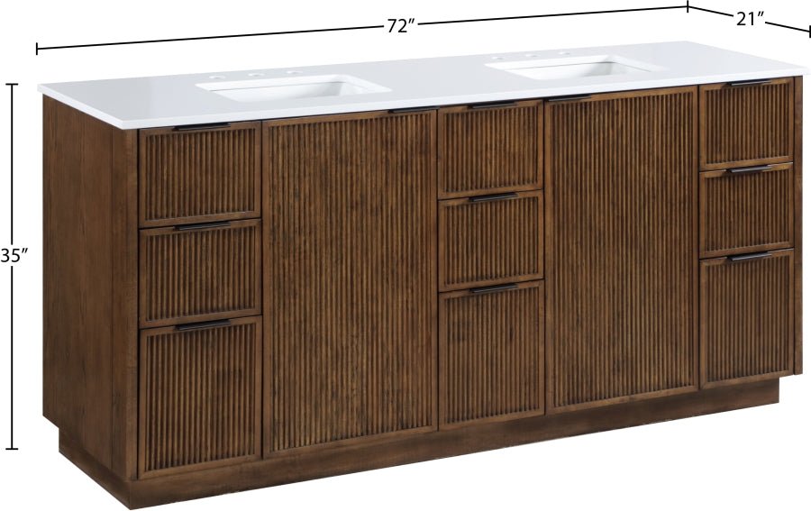 Willard 72" White Engineered Stone And Solid Wood Bathroom Vanity