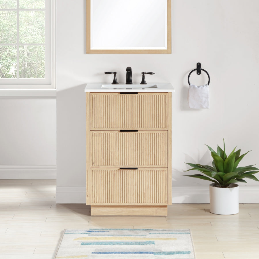 Willard White Engineered Stone And Solid Wood Bathroom Vanity