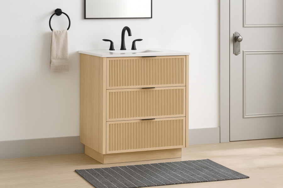 Willard White Engineered Stone And Solid Wood Bathroom Vanity