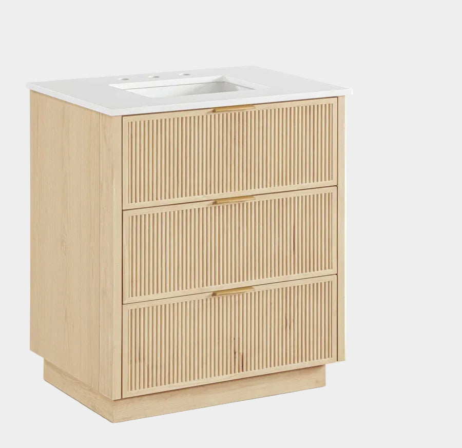 Willard White Engineered Stone And Solid Wood Bathroom Vanity