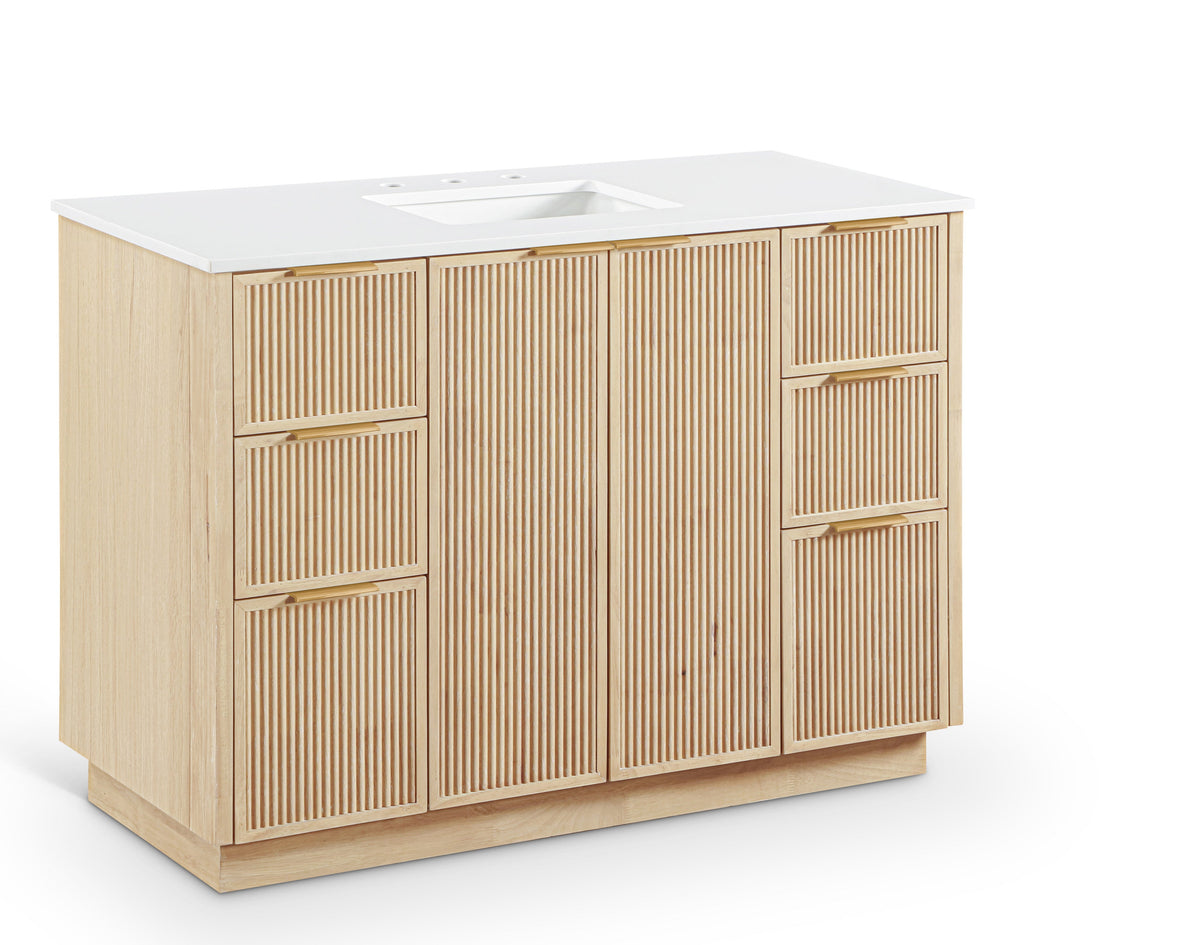 Willard 48" White Engineered Stone And Solid Wood Bathroom Vanity
