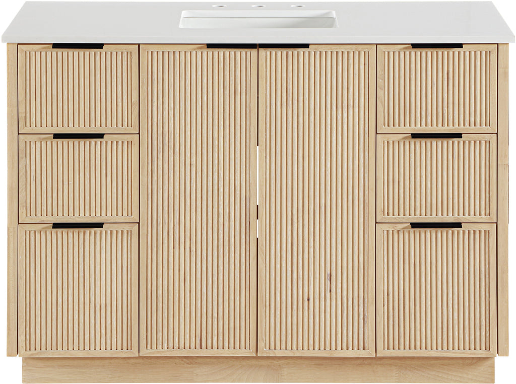 Willard 48" White Engineered Stone And Solid Wood Bathroom Vanity