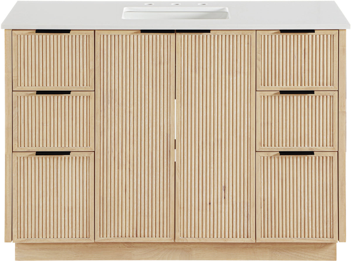 Willard 48" White Engineered Stone And Solid Wood Bathroom Vanity
