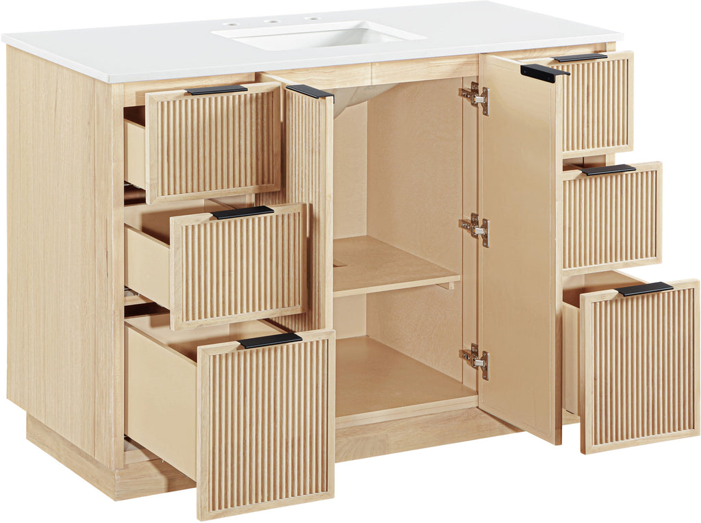 Willard 48" White Engineered Stone And Solid Wood Bathroom Vanity