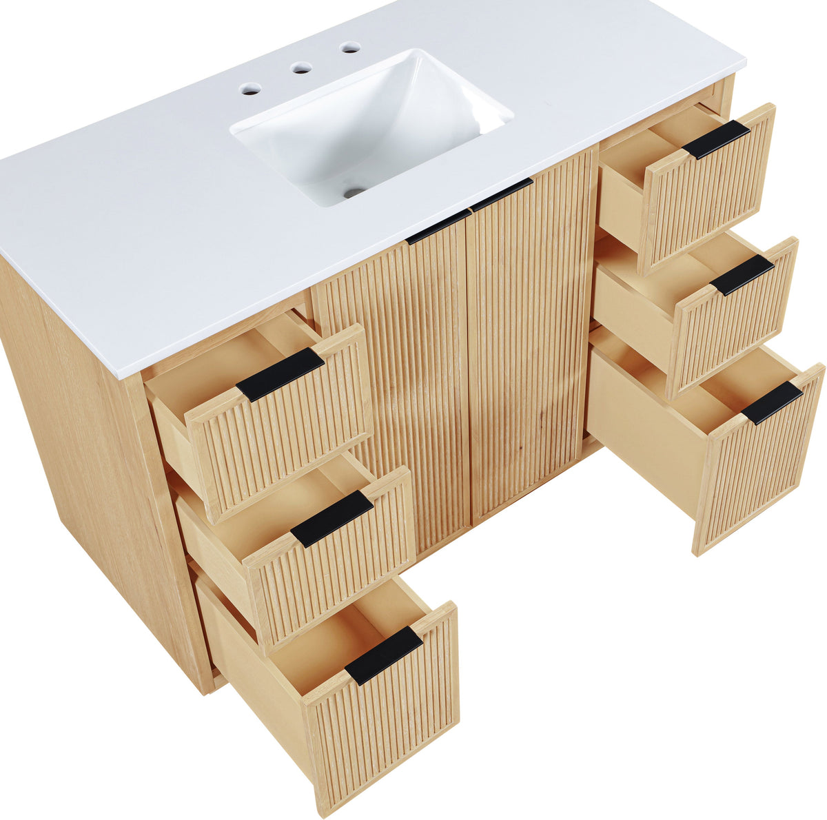 Willard 48" White Engineered Stone And Solid Wood Bathroom Vanity