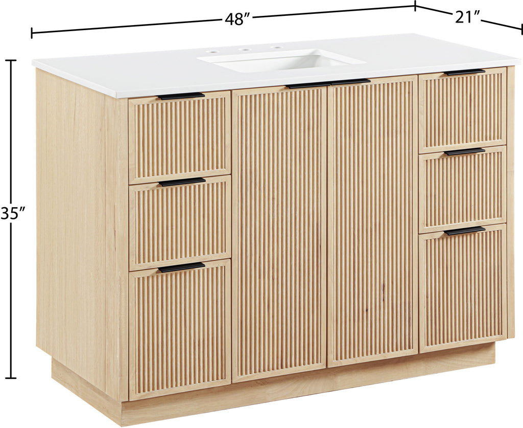Willard 48" White Engineered Stone And Solid Wood Bathroom Vanity