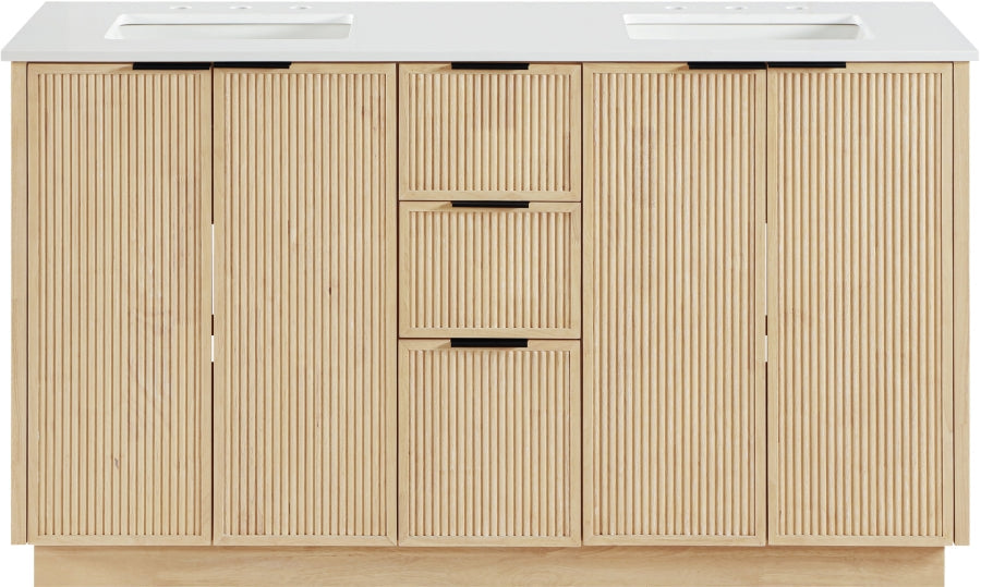 Willard 60" White Engineered Stone And Solid Wood Bathroom Vanity