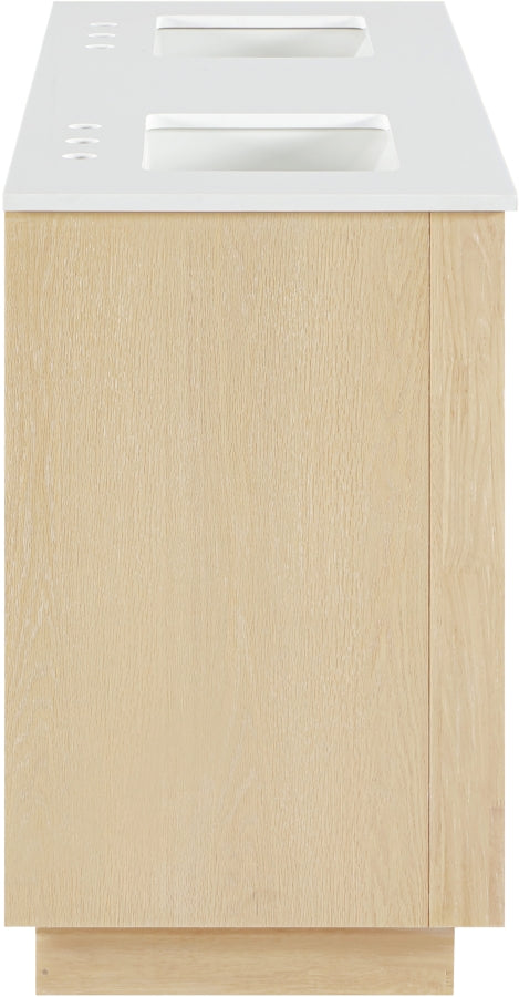 Willard 60" White Engineered Stone And Solid Wood Bathroom Vanity