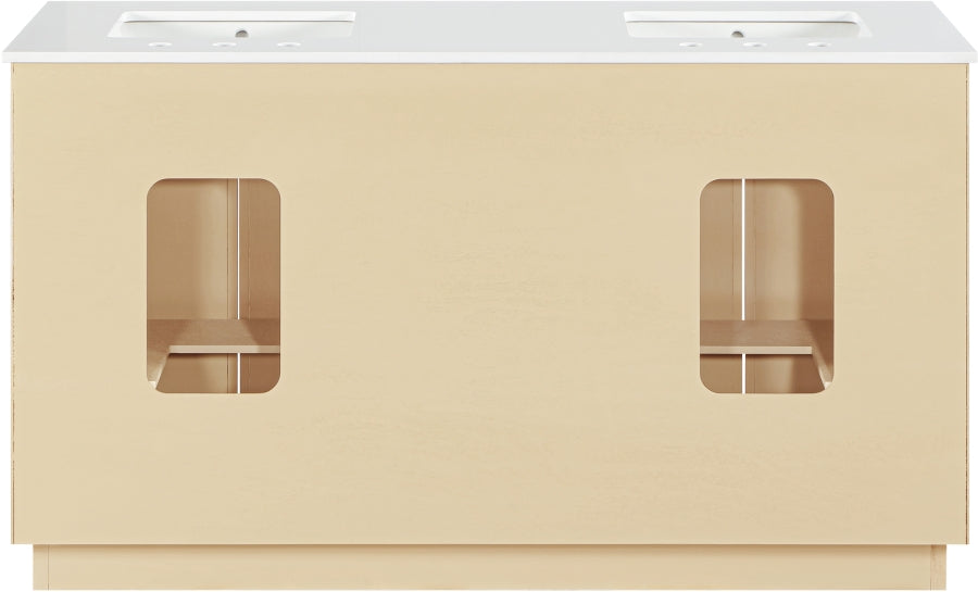 Willard 60" White Engineered Stone And Solid Wood Bathroom Vanity