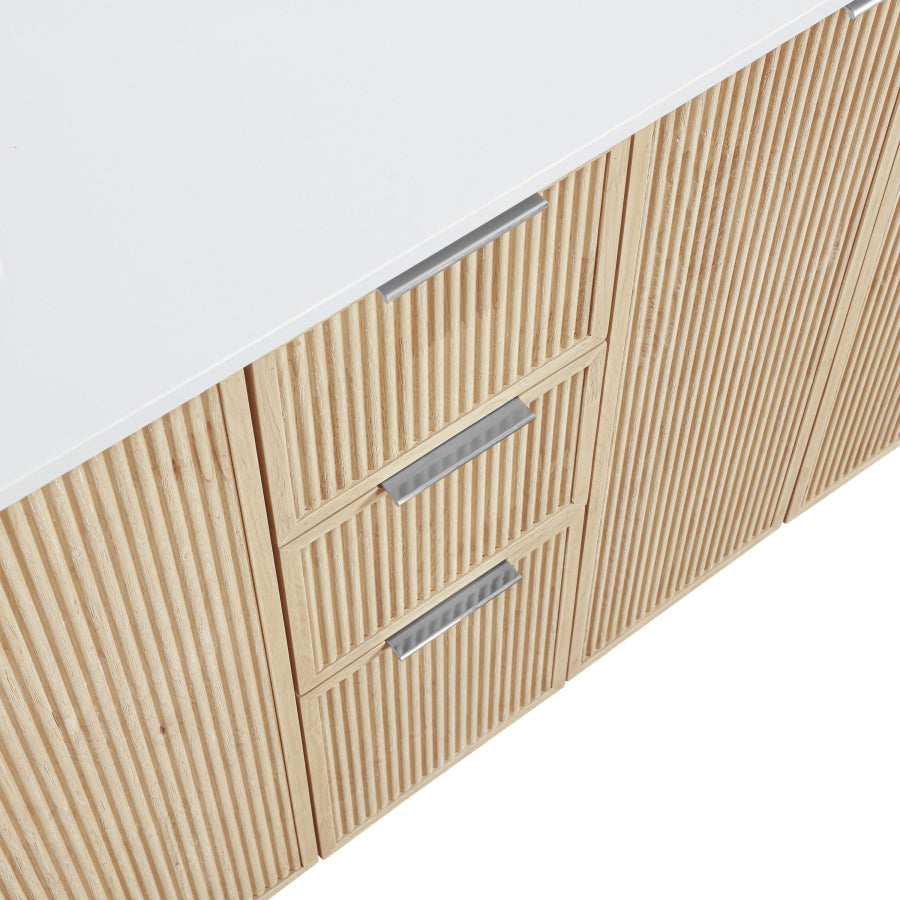 Willard 60" White Engineered Stone And Solid Wood Bathroom Vanity