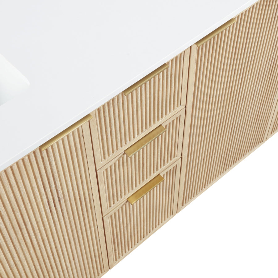 Willard 72" White Engineered Stone And Solid Wood Bathroom Vanity