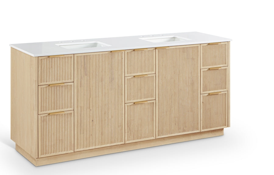 Willard 72" White Engineered Stone And Solid Wood Bathroom Vanity