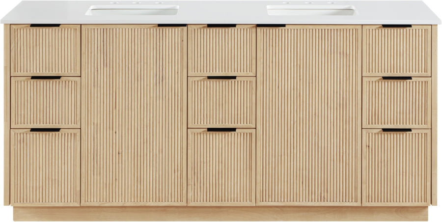 Willard 72" White Engineered Stone And Solid Wood Bathroom Vanity