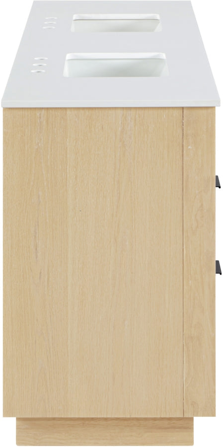 Willard 72" White Engineered Stone And Solid Wood Bathroom Vanity
