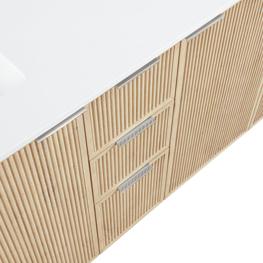 Willard 72" White Engineered Stone And Solid Wood Bathroom Vanity