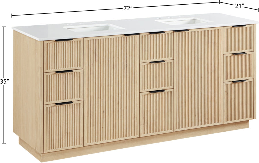 Willard 72" White Engineered Stone And Solid Wood Bathroom Vanity