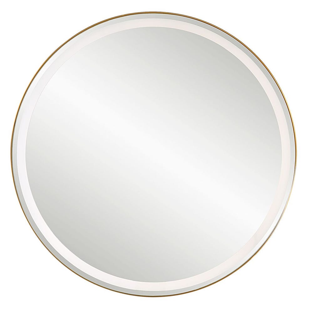 Crofton Lighted Round Mirror, Brass