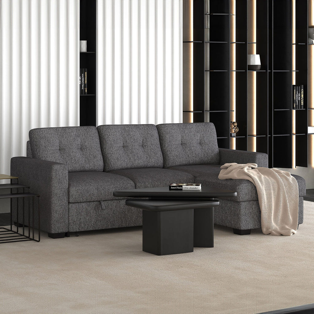 Tyson 93" Sectional Sofa w/Bed & Storage in Charcoal