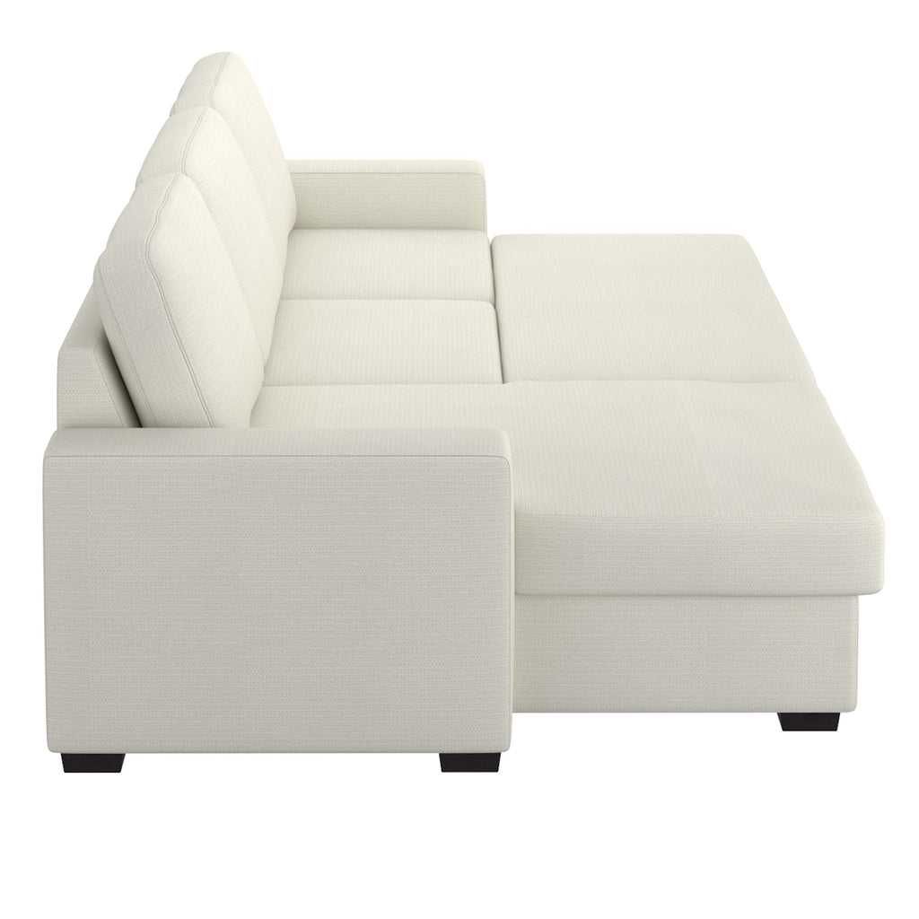 Alfonso 93.25" Sofa w/Bed & Storage in Beige Performance Fabric
