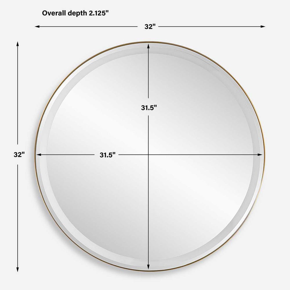 Crofton Lighted Round Mirror, Brass