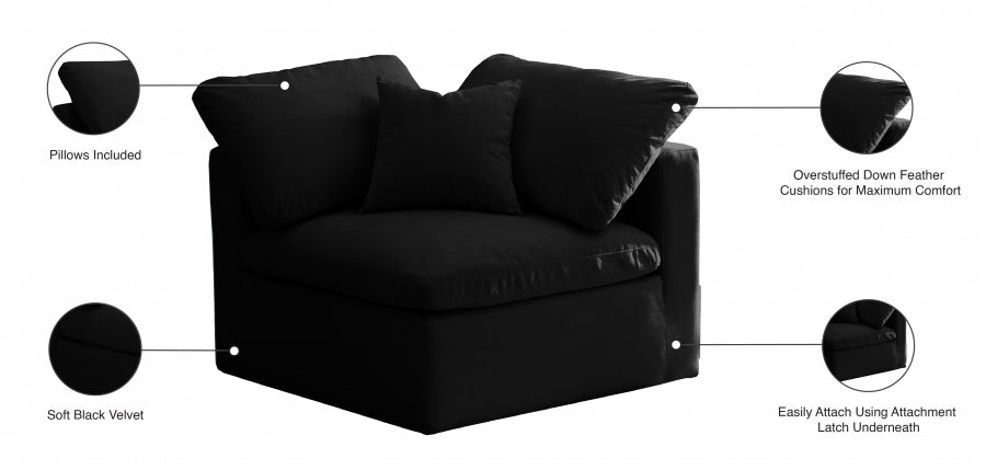 Plush Velvet Upholstered Standard Comfort Modular Corner Chair