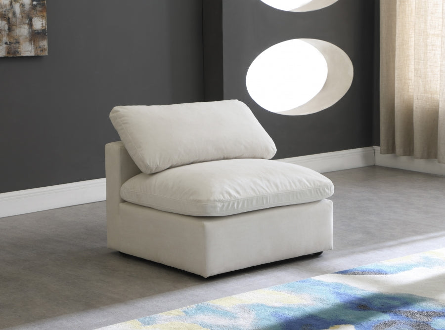 Plush Velvet Upholstered Standard Comfort Modular Armless Chair