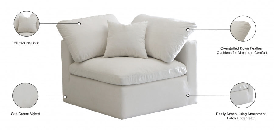 Plush Velvet Upholstered Standard Comfort Modular Corner Chair