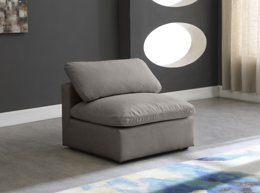 Plush Velvet Upholstered Standard Comfort Modular Armless Chair