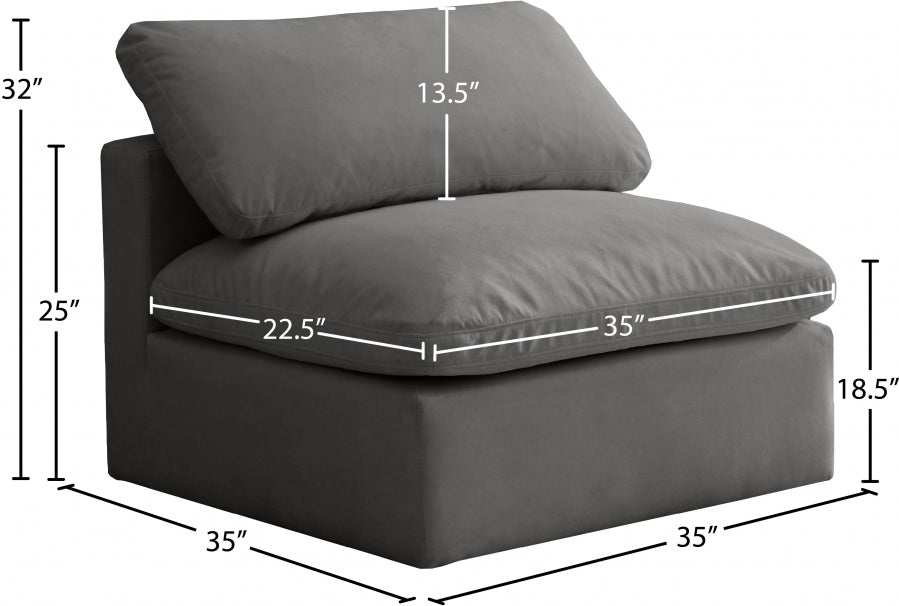 Plush Velvet Upholstered Standard Comfort Modular Armless Chair