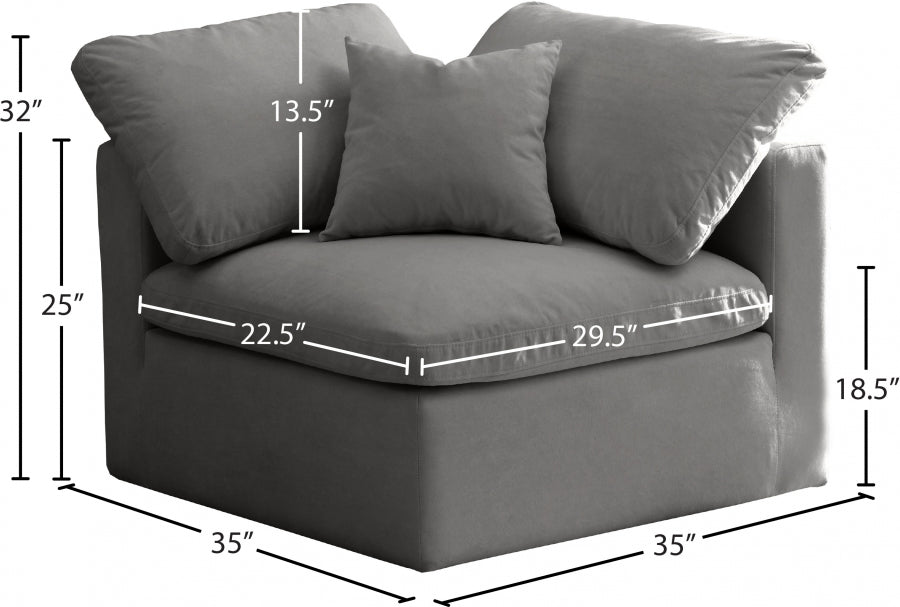 Plush Velvet Upholstered Standard Comfort Modular Corner Chair